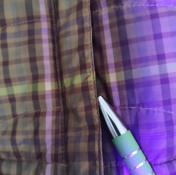 Lands End Sleeveless Vest Style Jacket Golden plaid colors, size S 6-8 - Picture 9 of 11